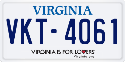 VA license plate VKT4061