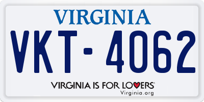 VA license plate VKT4062