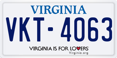 VA license plate VKT4063
