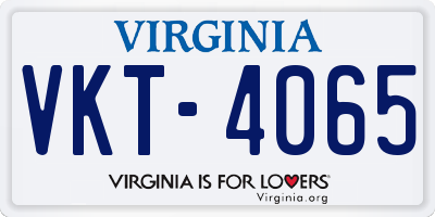 VA license plate VKT4065