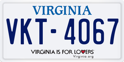 VA license plate VKT4067