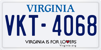 VA license plate VKT4068