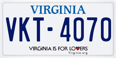 VA license plate VKT4070