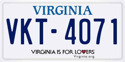 VA license plate VKT4071
