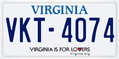 VA license plate VKT4074