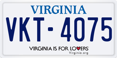 VA license plate VKT4075