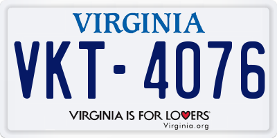VA license plate VKT4076