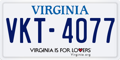 VA license plate VKT4077