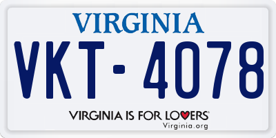 VA license plate VKT4078