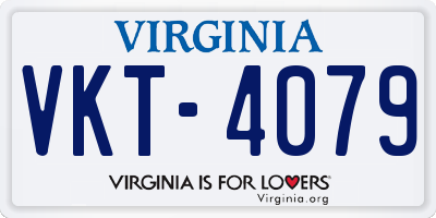 VA license plate VKT4079