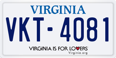VA license plate VKT4081