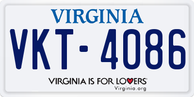 VA license plate VKT4086