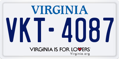 VA license plate VKT4087