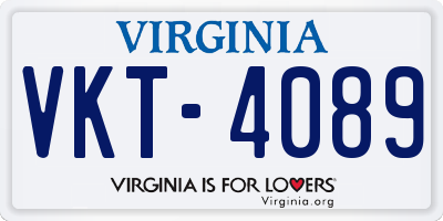 VA license plate VKT4089