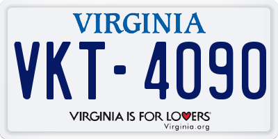 VA license plate VKT4090