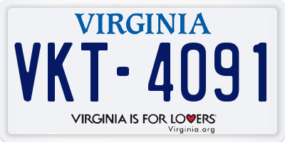 VA license plate VKT4091