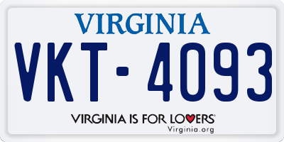 VA license plate VKT4093