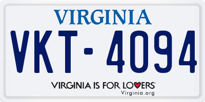 VA license plate VKT4094