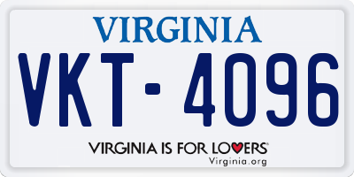 VA license plate VKT4096