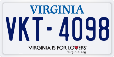 VA license plate VKT4098