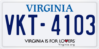VA license plate VKT4103