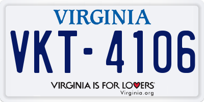 VA license plate VKT4106