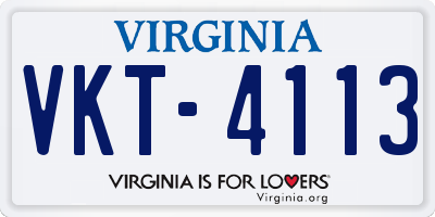 VA license plate VKT4113