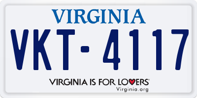 VA license plate VKT4117