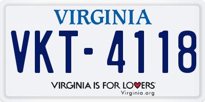 VA license plate VKT4118