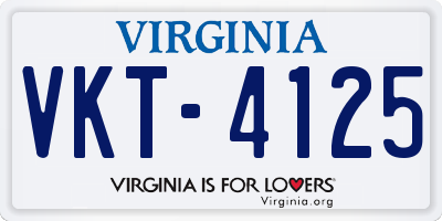 VA license plate VKT4125
