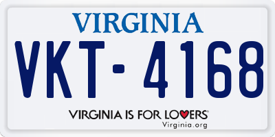 VA license plate VKT4168