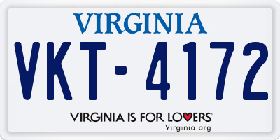 VA license plate VKT4172