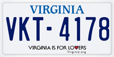 VA license plate VKT4178
