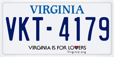 VA license plate VKT4179
