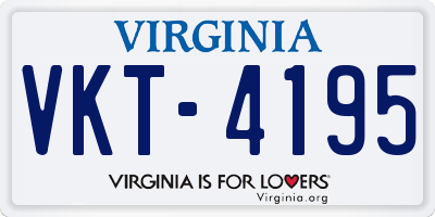 VA license plate VKT4195