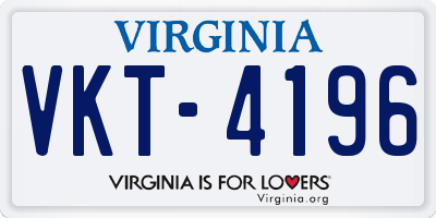 VA license plate VKT4196