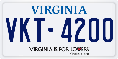 VA license plate VKT4200