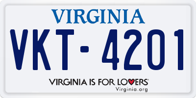VA license plate VKT4201