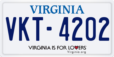 VA license plate VKT4202