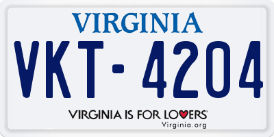 VA license plate VKT4204