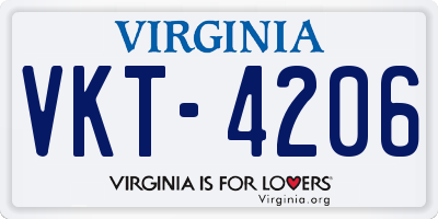 VA license plate VKT4206