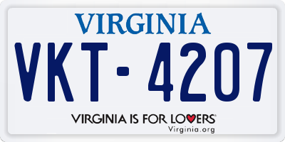 VA license plate VKT4207