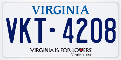 VA license plate VKT4208
