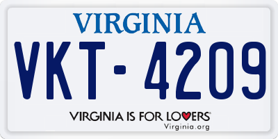 VA license plate VKT4209