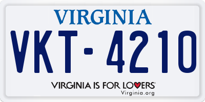 VA license plate VKT4210