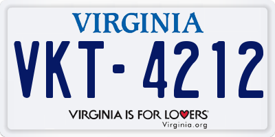 VA license plate VKT4212