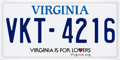 VA license plate VKT4216