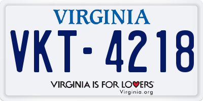VA license plate VKT4218