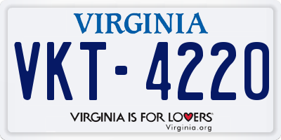 VA license plate VKT4220