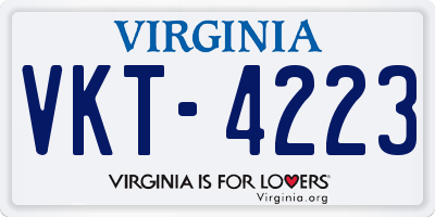 VA license plate VKT4223